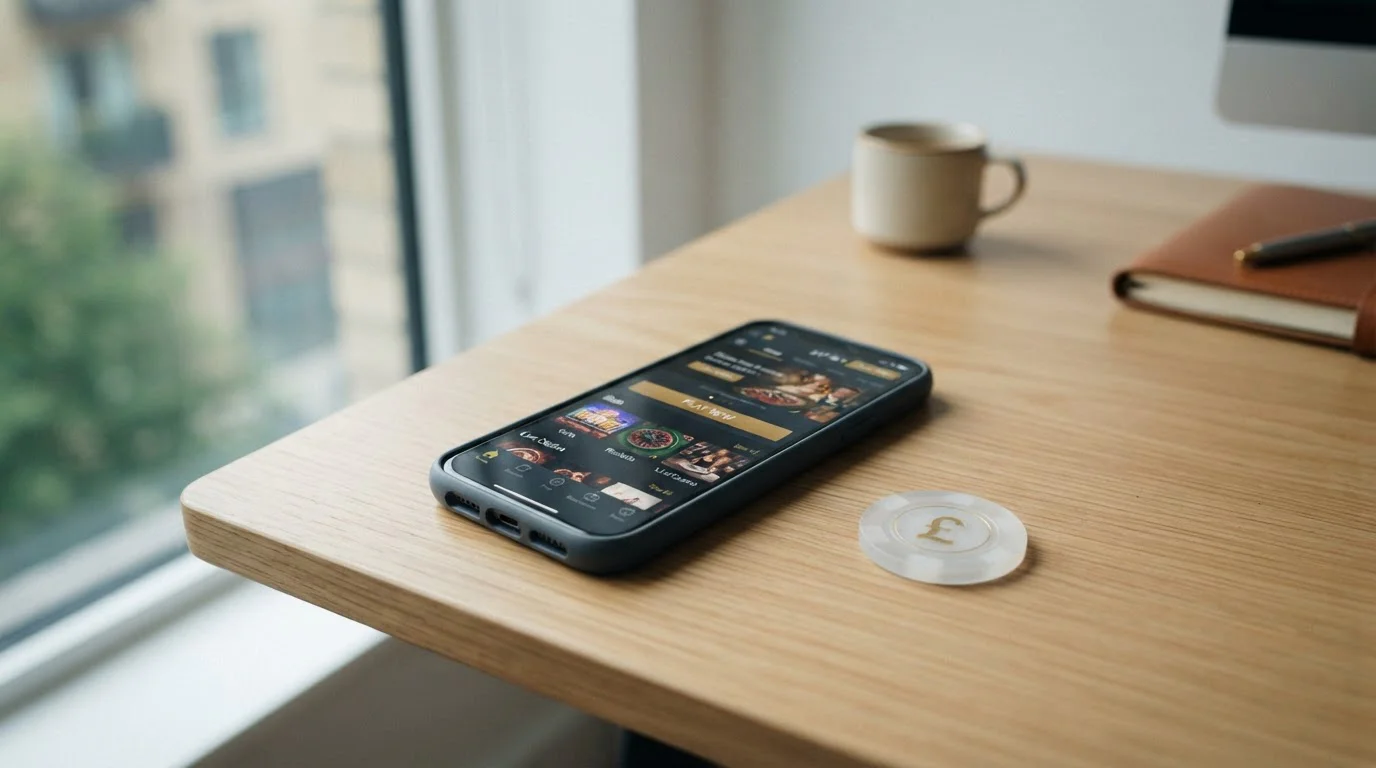 UK casino player making a £10 minimum deposit on mobile device