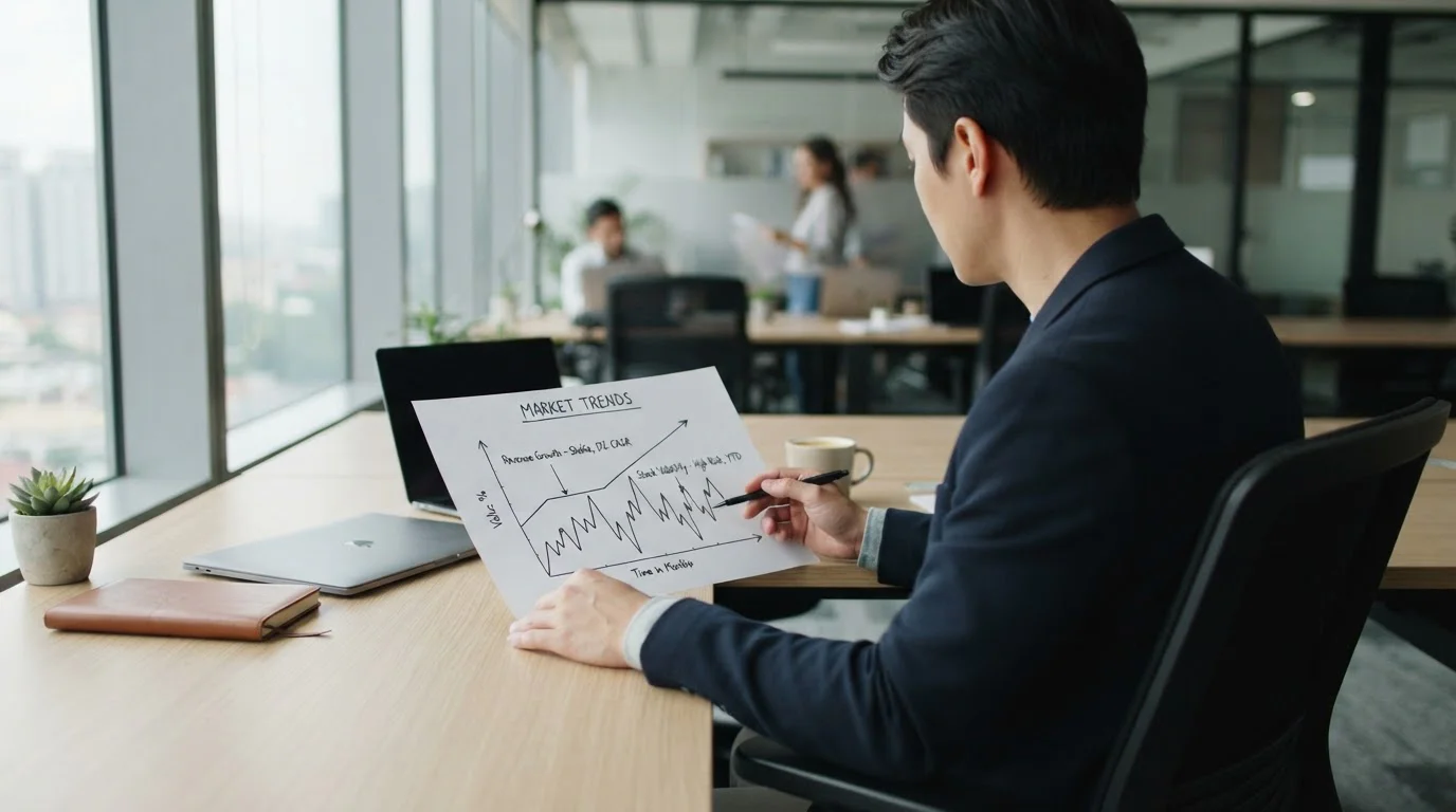 Person reviewing hand-drawn comparison charts showing different payout patterns
