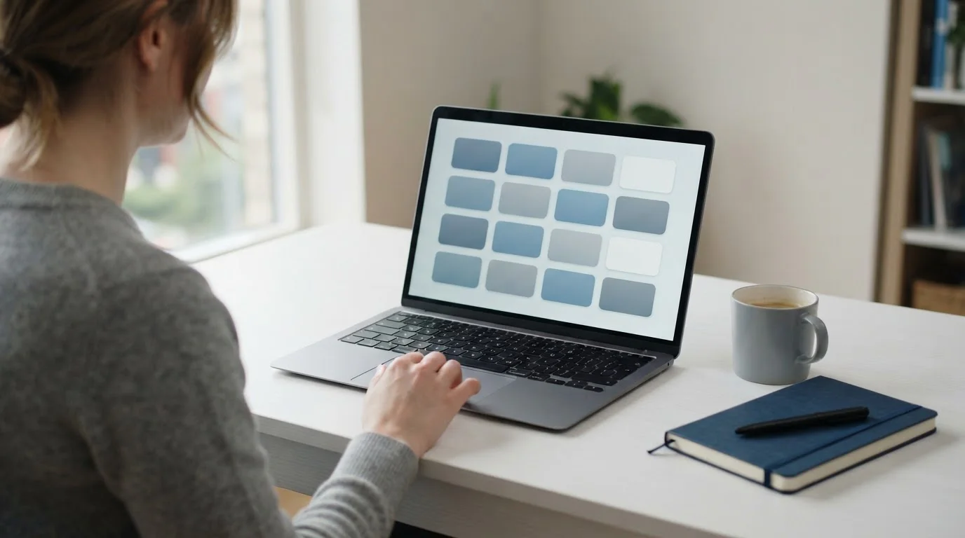 Laptop screen showing a neutral payment selection page with several unbranded method tiles