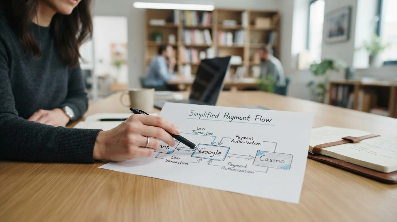 Diagram showing tokenisation flow from bank to casino via Google Pay
