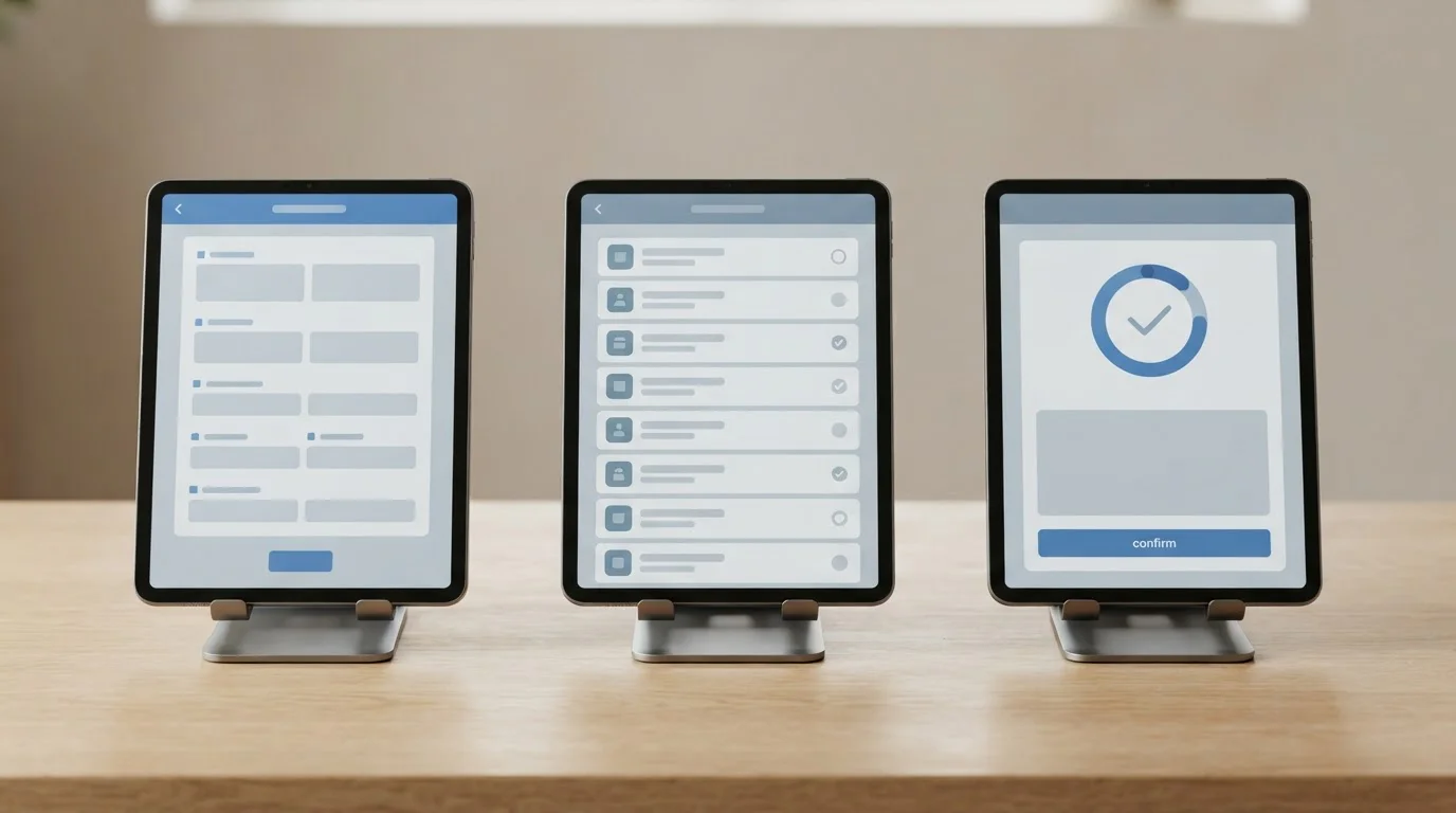 Three plain payment screens arranged in a row showing different deposit entry layouts