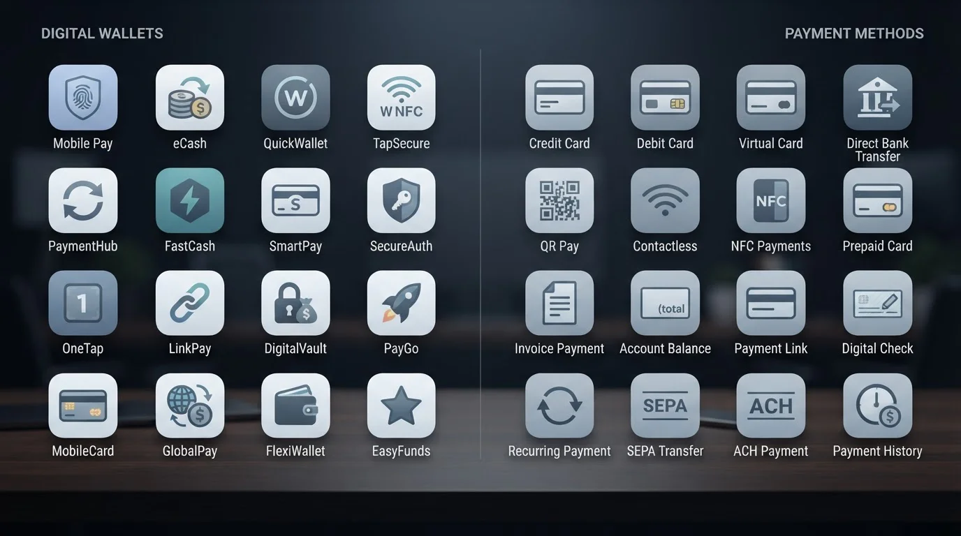 Split-screen comparison showing different e-wallet and payment app icons
