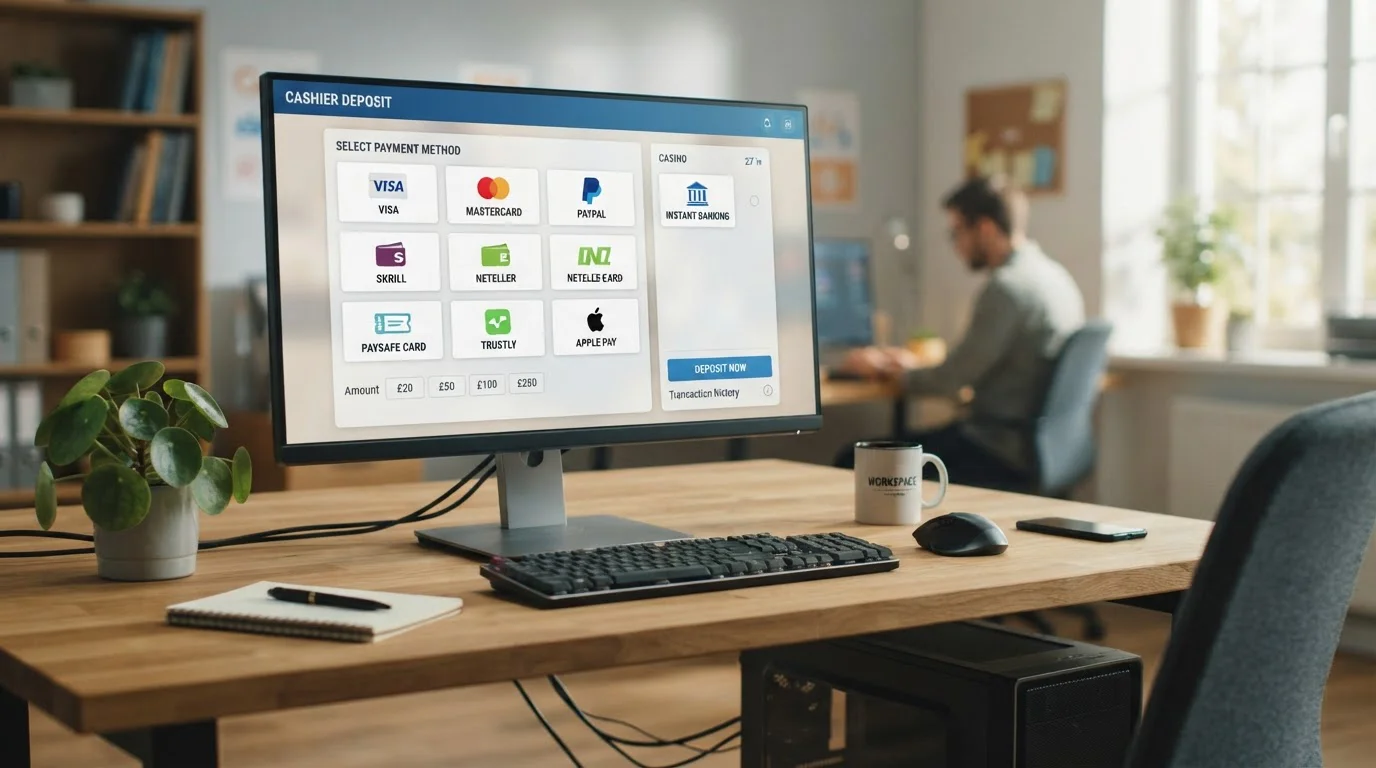 Desktop showing casino cashier deposit interface