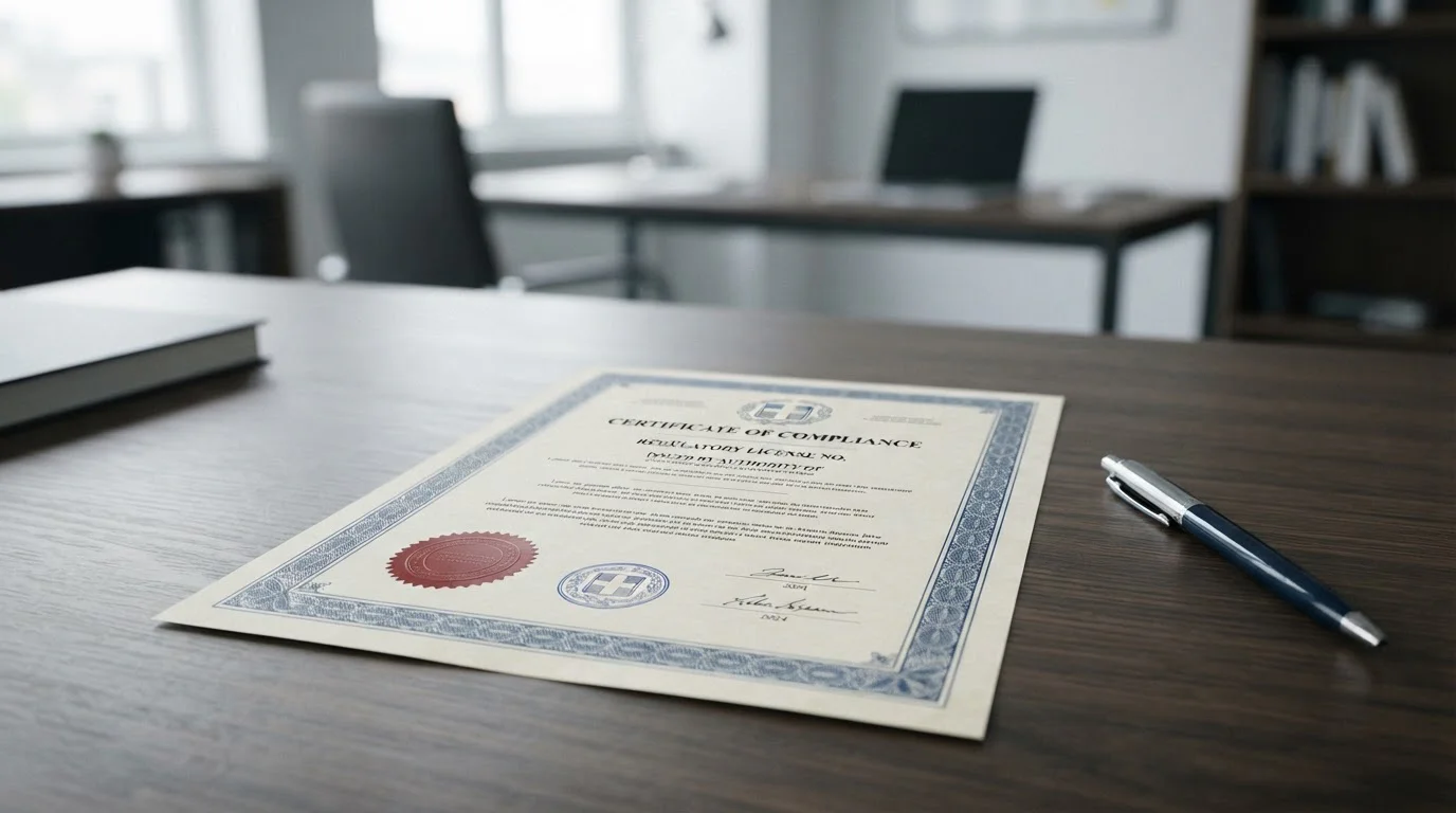 Official UKGC regulatory document on desk showing licence verification requirements